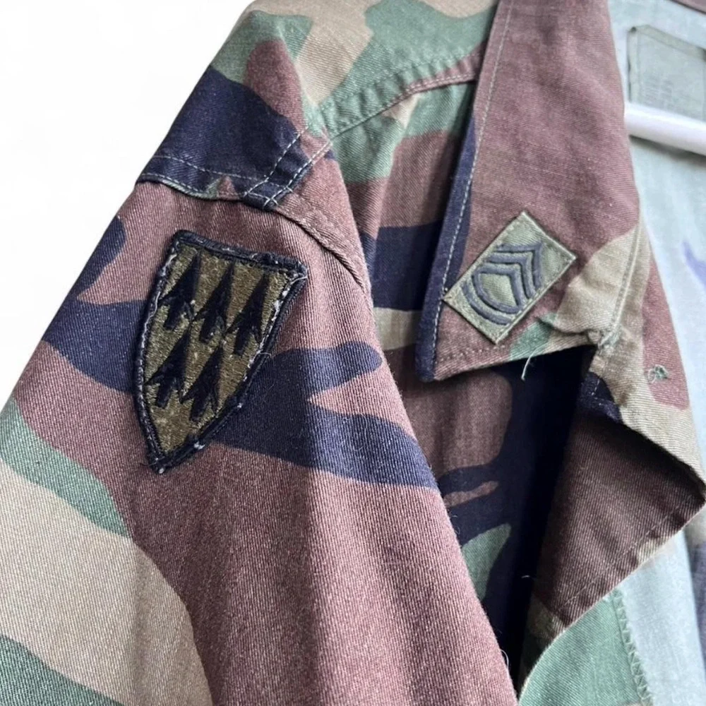 US Army Military Tactical Combat Woodland BDU Streetwear Jacket Sergeant Camo XL - Picture 4 of 13